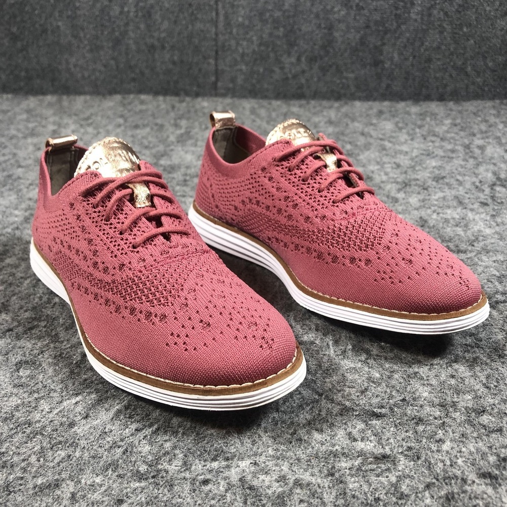 Cole‎ Haan Original Grand Wingtip Sneakers Womens 6.5 Pink Knit Casual Shoes